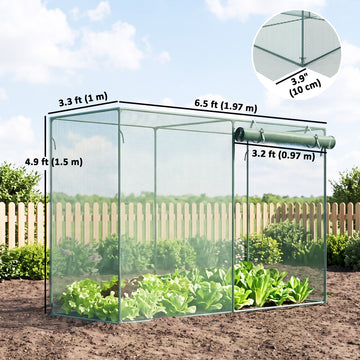 6.5 x 3.3ft Crop Cage, Garden Plant Protector with Single Zippered Door, Storage Bag and Ground Stakes, Green