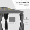 10' x 10' 2-Tier Outdoor Gazebo Canopy Tent with Zippered Mesh Sidewalls, Aluminum Frame for Patio, Backyard