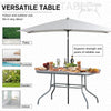 Metal Garden Dining Table with Umbrella Hole, Outdoor Patio Table with Tempered Glass Top, 55