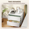 Nightstands Set of 2, Bedside Table with 2 Drawers, Modern Side End Table with Solid  Wood Legs for Bedroom, White