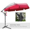 9FT Offset Hanging Patio Umbrella Cantilever Umbrella with Easy Tilt Adjustment, Cross Base and 8 Ribs for Backyard, Poolside, Lawn and Garden, Red