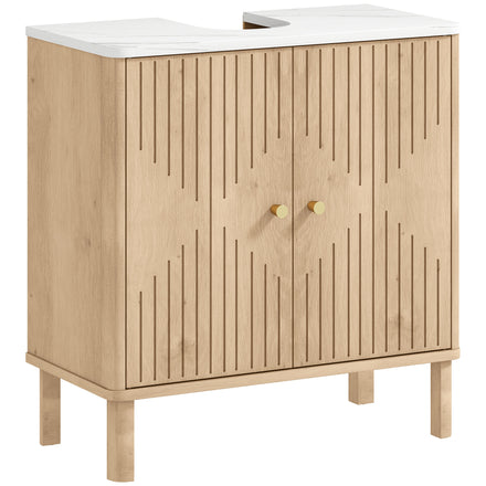 Floor Standing Bathroom Vanity, Bathroom Vanity Cabinet with Adjustable Shelf, Oak
