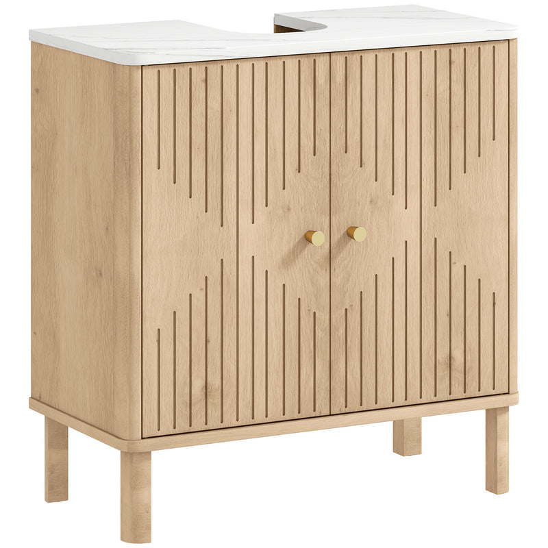 Floor Standing Bathroom Vanity, Bathroom Vanity Cabinet with Adjustable Shelf, Oak