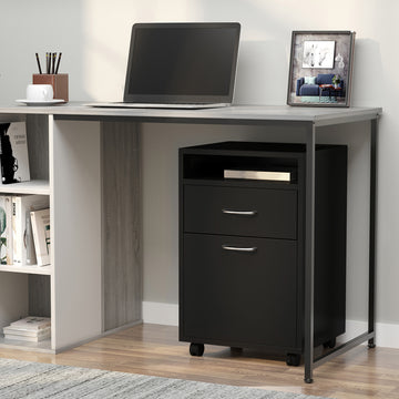 Petit classeur de 24 po avec compartiment ouvert, tiroir et roulettes, armoire de rangement pour bureau à domicile, noir