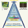 Qaba 6 in 1 Kids Swing Set with 1 Saucer Swing, 1 Belt Swing, 1 Disc Rope Swing, Climbing Ladder and Net, Basketball Hoop