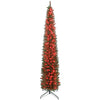 9ft Christmas Tree with Colourful DIY Synchronized LEDs, Hinged Pencil Xmas Tree with Remote, Daily Timer, Green