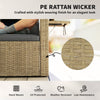 Wicker Outdoor Sofa with Side Trays, Rattan Patio Loveseat with Cushions for Garden Balcony, Light Grey