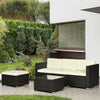 3 Pieces Patio Furniture Set with Cushions, Outdoor PE Rattan Wicker Conversation Corner Sofa Set with Glass Top Table and Adjustable Foot for Garden, Lawn, Cream White