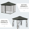 10'x10' Soft-top Steel Patio Gazebo Outdoor Sun Shelter with 2-Tier Polyester Roof, Curtain Sidewalls, Grey