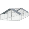 Metal Chicken Coop with Water & UV Protection Cover for Backyard Hen, Duck, Rabbit, 9.8' x 32.8' x 6.4'