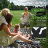 Reversible Outdoor Rug, Waterproof Plastic Straw RV Rug with Carry Bag, 9' x 18', Black and White Clover