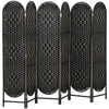 Bohemian Privacy Screen, Folding Room Divider with 6 Panels and Arched Top for Bedroom Living Room Office, Black