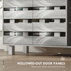 Shoe Cabinet, 21 Pair Shoe Storage Cabinet Organizer with 5-tier Double Door Cabinet and 5-tier Open Shelves, Light Grey