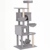 66 Inch Large Cat Tree with 2 Door Condos, 3 Big Hammocks, Plush Top Perch, Sisal Scratching Posts, Light Grey