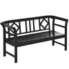 Wooden Outdoor Bench, 3 Person Patio Garden Bench with Diamond Pattern Backrest, Slatted Seat, 792 LBS Capacity, Black