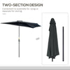 9.8ft Half Umbrella Semi Round Patio Parasol with Crank Handle, Top Vent for Garden, Balcony- NO BASE INCLUDED, Black