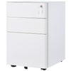3 Drawer Filing Cabinet, Steel Home Office Storage Cabinet with Wheels, Lock for A4, Letters, Legal-sized Files, White