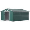 11' x 13'Garden Storage Shed w/ Foundation Kit Metal Tool Storage House w/ Double Doors, Green