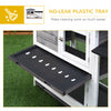 2-tier Wood Rabbit Hutch Backyard Bunny Cage Small Animal House w/ Ramp and Outdoor Run, Grey