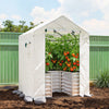 Greenhouse with Raised Garden Bed, Galvanized Metal Planter Box with PE Cover, Roll Up Door, 56