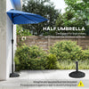Half Outdoor Patio Umbrella with Solar LED Lights Half Umbrella with Crank 105.1