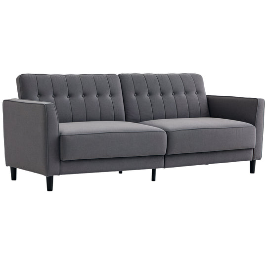 Convertible Bed with Couch, Button Tufted Fabric Sofa Bed with Adjustable Back for Living Room