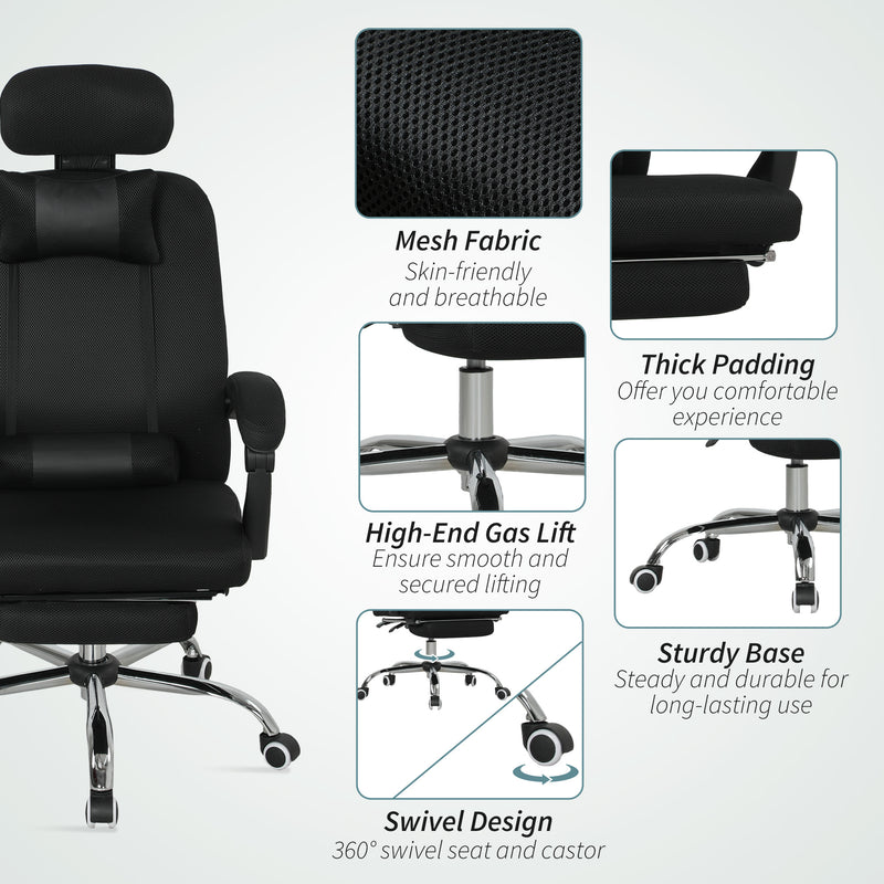 Ergonomic Executive High Back Office Chair with Footrest,Lumbar Support,Grey