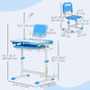 Qaba Kids Desk and Chair Set Height Adjustable Student Writing Desk Children School Study Table with Tilt Desktop, Blue