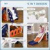 Qaba 5 in 1 Toddler Slide with Basketball Hoop, Climber, Telescope, Storage Basket, for 1-3 Years Kids Indoor Use, Orange
