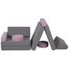 Qaba 12-Piece Modular Kids Play Couch Building Fort for Playroom Bedroom, Convertible Kids Sofa, Grey