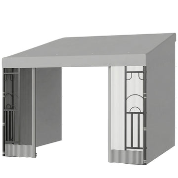 10' x 10' Wall Pergola, Outdoor Gazebo with 2 Curtains and 2 Nettings, UV Resistant, for Patio, Deck