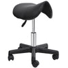 Saddle Stool, PU Leather Rolling Stool with Wheels, Adjustable Salon Chair for Kitchen, Salon Spa, Bar, Home Office, Massage, Black