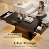 LED Coffee Table with Storage, High Gloss Modern Center Table with 2 Drawers and Remote Control for Living Room
