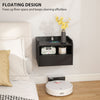 Wall Mounted Bedside Table, Set of 2 Floating Nightstand with Charging Station, Drawer and Open Shelf for Bedroom, Black