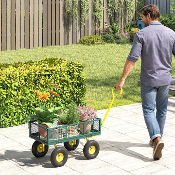 Garden Cart, Utility Wagon Cart with Removable Sides, Convert into Flatbed, 10