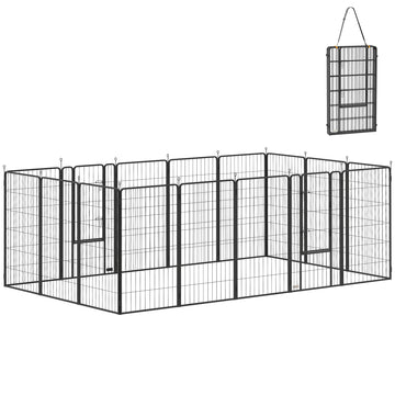 16 Panels Dog Playpen with Strap, Portable & DIY, for Large Dogs, for Yard, RV, Camping, Garden, 47