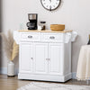 Kitchen Island with Storage Rolling Kitchen Serving Cart with Rubber Wood Top Towel Rack Storage Drawer Cabinet