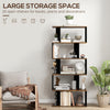 5-Tier Bookshelf, Geometric S Shaped Bookcase, Tall Narrow Display Shelf for for Living Room, Study Room, Rustic Brown
