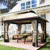 11' x 13' Patio Gazebo, Double Roof Outdoor Gazebo Canopy with Netting & Curtains, Galvanized Metal Frame