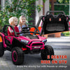 Qaba 2 Seater 24V 7AH Ride on Truck, Electric Car for Kids w/ Spring Suspension, Remote Lights, Horn, Music, Pink