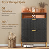 Shoe Cabinet with 2 Flip Drawers, Modern Narrow Shoe Storage Cabinet with Open Compartment, Adjustable Shelves, Black