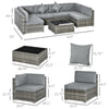 7 Pcs Garden Furniture Pe Rattan Wicker Sofa Sectional Grey