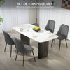 Upholstered Dining Chairs Set of 4, Velvet Accent Chair with Back and Wood-grain Steel Leg for Kitchen, Dark Grey