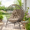 Egg Chair, Patio Lounge Chair, Foldable Basket Chair with Large Seat Cushion, Side Pocket