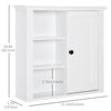 Bathroom Wall Cabinet, Wall Mounted Medicine Cabinet with 3 Open Shelves and Storage Cupboard for Laundry Room, White