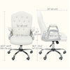 Vanity Office Chair, Velvet Computer Desk Chair with Swivel Wheels, Adjustable Height, Tilt Function, Off-White