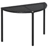 Half Round Side Table, PE Rattan Coffee Table with Metal Frame for Patio, Garden, Balcony, Black