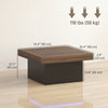 Square Coffee Table with 16-Colour LED Lights, 35-inch Modern Center Table for Living Room, Walnut