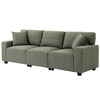 3 Seater Sofa with Storage Pockets, Modern Upholstered Couch with Pocket Springs, Green