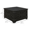 Farmhouse Coffee Table, Square Center Table with Flip-top Lids, Hidden Storage Compartment, Black
